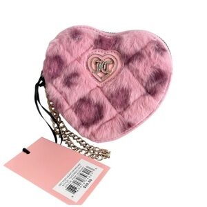 Juicy couture Pink leopard get cozy Heart-Shaped wristlet